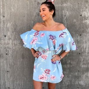 Baby Blue Off The Shoulder Dress